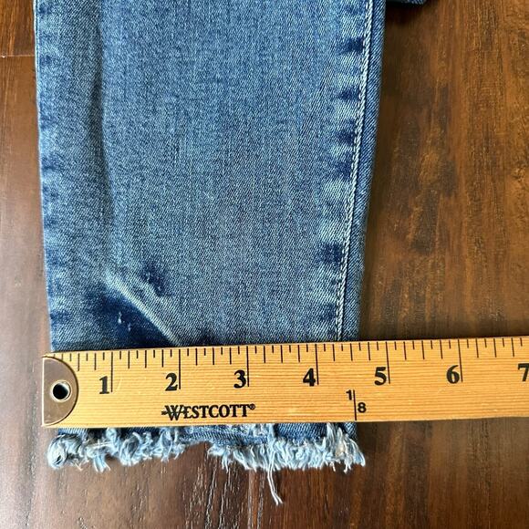 GOOD AMERICAN Skinny Jeans Blue Denim Distressed Fringed Grunge - Picture 14 of 14